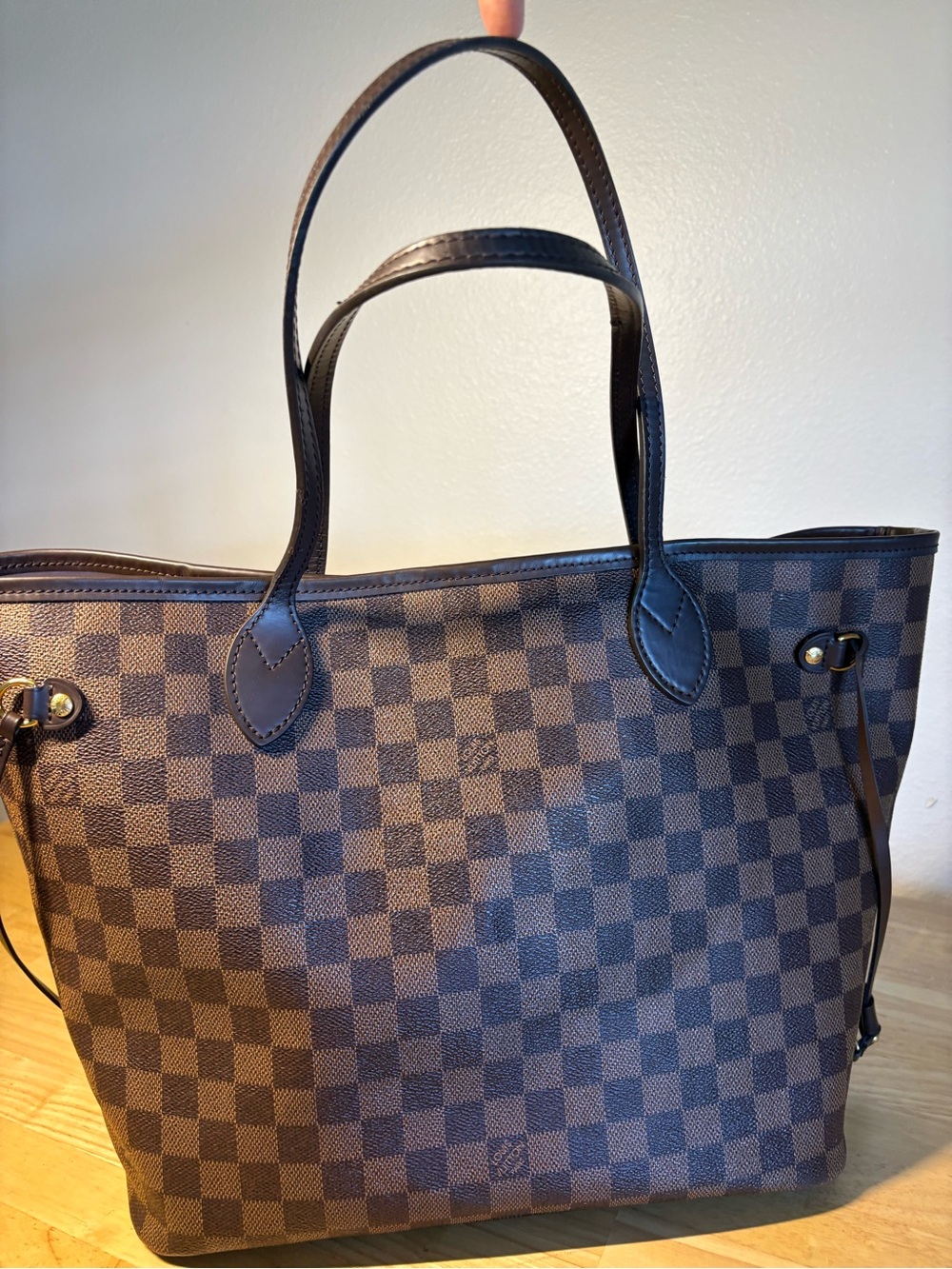Louis Vuitton Damier Ebene Neverfull MM with PINK interior canvas Tote preloved